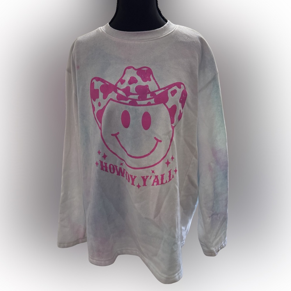 Women’s‎ Pastel Tie Dye Howdy Y’all Boutique Sweatshirt Size Large